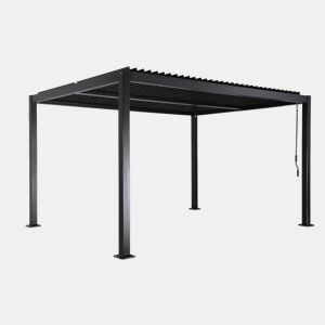 Pérgola bioclimática 3x4m alumínio e aço lâminas orientáveis, Palace 3x4m, Preto, 392x292x211 cm