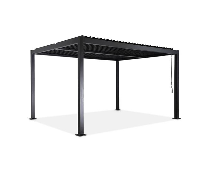 Pérgola bioclimática 3 x 4m de aluminio y acero con lamas orientables negro