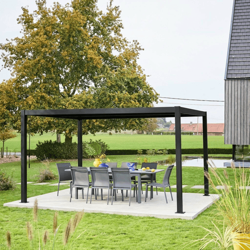 Pérgola bioclimática 3x4m alumínio e aço lâminas orientáveis, Palace 3x4m, Preto, 392x292x211 cm