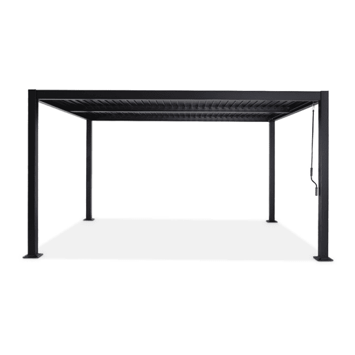 Pérgola bioclimática 3x4m alumínio e aço lâminas orientáveis, Palace 3x4m, Preto, 392x292x211 cm