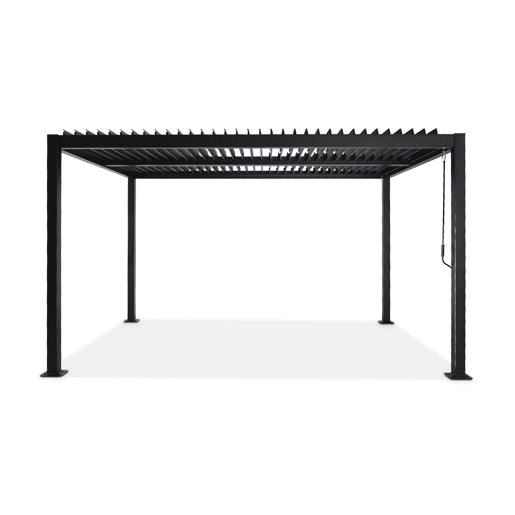 Pérgola bioclimática 3x4m alumínio e aço lâminas orientáveis, Palace 3x4m, Preto, 392x292x211 cm