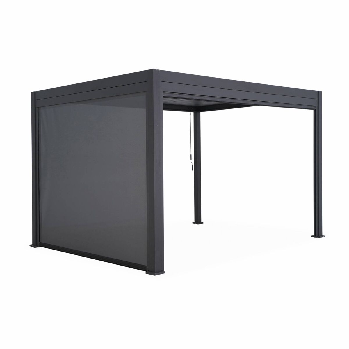 Pérgola bioclimática 3x4m + 1 toldo vertical de 3m, triomphe 3x4m + accesorio, antracita, 400x300x250 cm