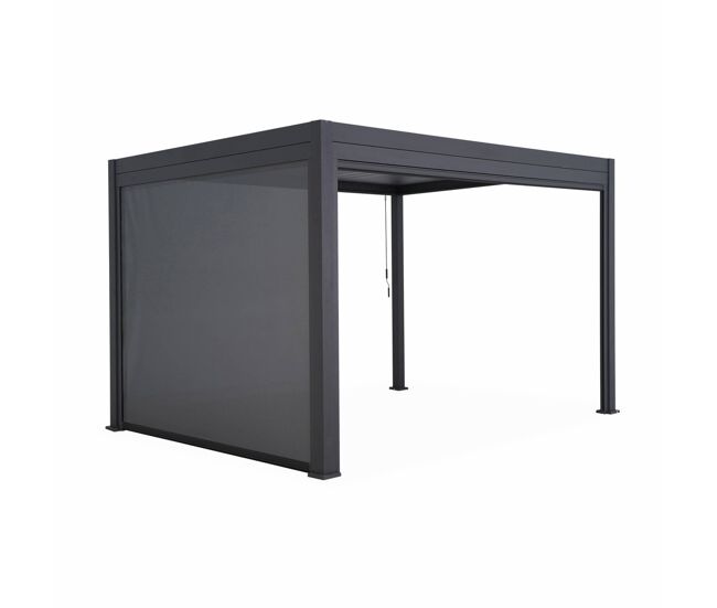 Pérgola bioclimática 3x4m + 1 toldo vertical de 3m, triomphe 3x4m + accesorio, antracita, 400x300x250 cm