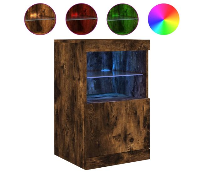Vidaxl aparador con luces led roble ahumado 41x37x67 cm