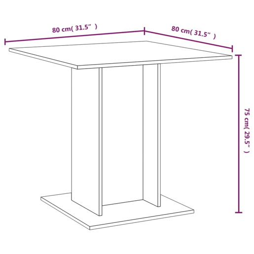vidaXL Mesa de jantar 80x80x75 cm derivados de madeira cinzento sonoma vidaXL Mesa de jantar 80x80x75 cm derivados de madeira cinzento sonoma