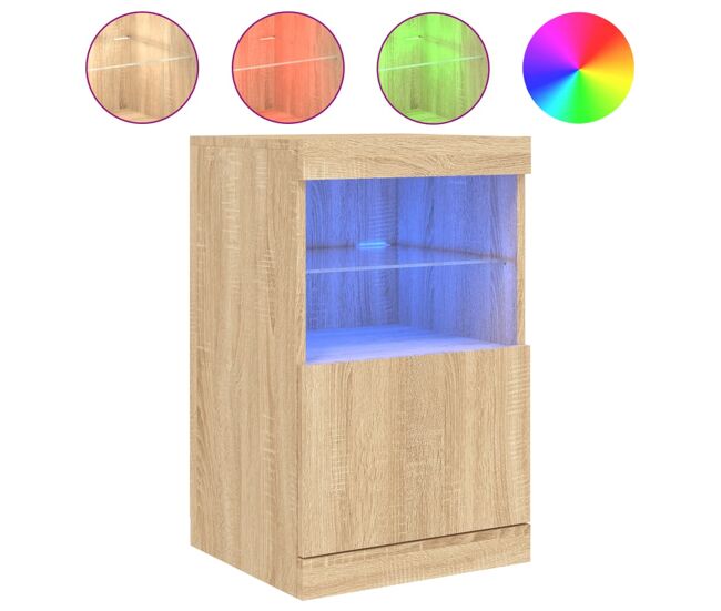 Vidaxl aparador con luces led roble sonoma 41x37x67 cm