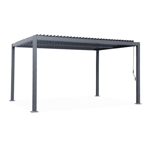 Pérgola bioclimática 3x4m alumínio e aço lâminas orientáveis, Palace 3x4m, Antracite, 392x292x211 cm