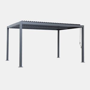 Pérgola bioclimática 3x4m alumínio e aço lâminas orientáveis, Palace 3x4m, Antracite, 392x292x211 cm