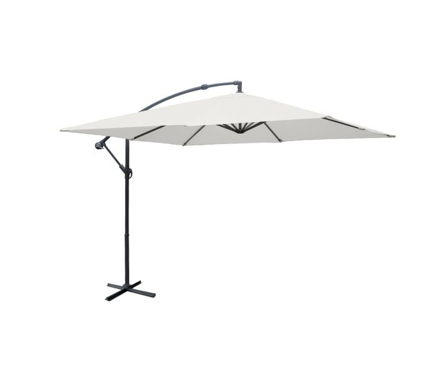 Parasol cuadrado excéntrico, 3x3m crudo - 300x295x250 cm