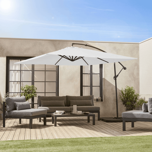 3x3m guarda-sol quadrado offset, Hardelot, Cru, 300x295x250 cm