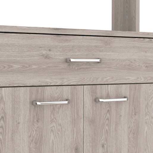 Despensa de cozinha Della em melamina com 5 prateleiras, 4 portas, espaço para micro-ondas e 1 gaveta , cinzento , 169 cm X 60 cm X 35 cm Despensa de cozinha Della em melamina com 5 prateleiras, 4 portas, espaço para micro-ondas e 1 gaveta , cinzento , 169 cm X 60 cm X 35 cm