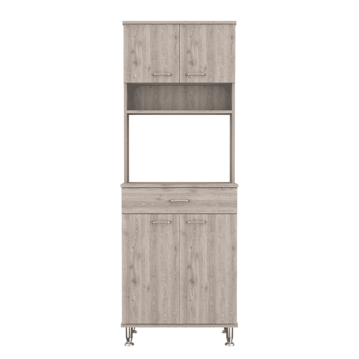 Despensa de cozinha Della em melamina com 5 prateleiras, 4 portas, espaço para micro-ondas e 1 gaveta , cinzento , 169 cm X 60 cm X 35 cm Despensa de cozinha Della em melamina com 5 prateleiras, 4 portas, espaço para micro-ondas e 1 gaveta , cinzento , 169 cm X 60 cm X 35 cm