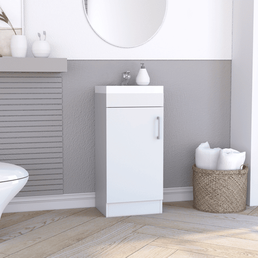 Armário de casa de banho Madrid com 1 porta e arrumação inferior, branco, 83 cm X 40 cm X 33 cm
