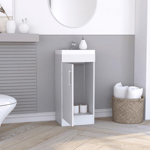 Armário de casa de banho Madrid com 1 porta e arrumação inferior, branco, 83 cm X 40 cm X 33 cm