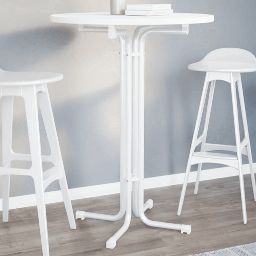 vidaXL Mesa de bar Ø80x110 cm derivados de madeira e aço branco