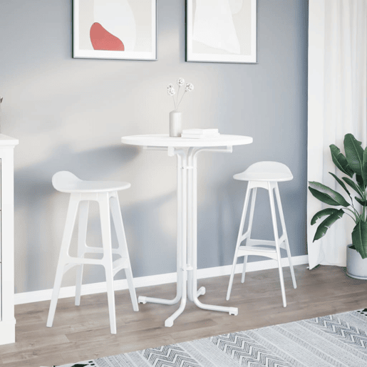 vidaXL Mesa de bar Ø80x110 cm derivados de madeira e aço branco
