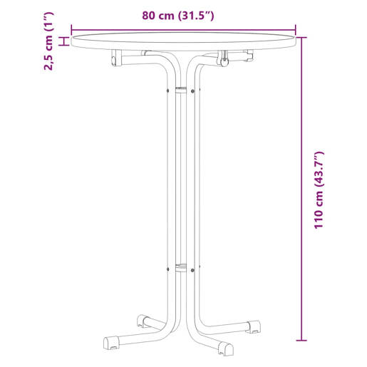 vidaXL Mesa de bar Ø80x110 cm derivados de madeira e aço branco