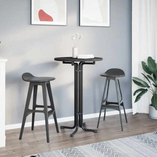 vidaXL Mesa de bar Ø70x110 cm derivados de madeira e aço preto vidaXL Mesa de bar Ø70x110 cm derivados de madeira e aço preto