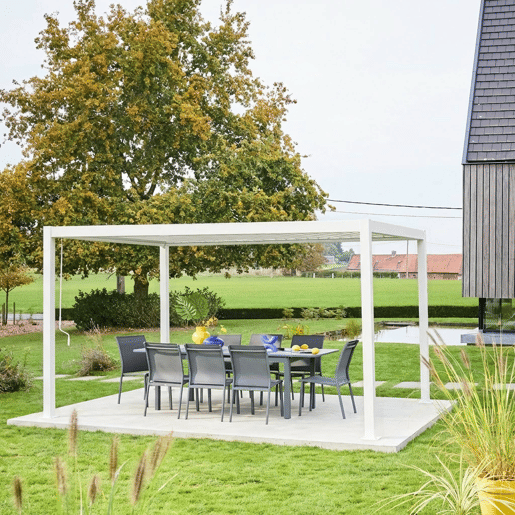 Pérgola bioclimática 3x4m alumínio e aço lâminas orientáveis, Palace 3x4m, Branco, 392x292x211 cm