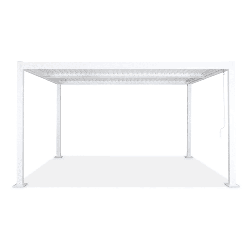 Pérgola bioclimática 3x4m alumínio e aço lâminas orientáveis, Palace 3x4m, Branco, 392x292x211 cm
