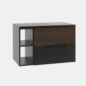 Móvel bajo lavatório 80cm 2 nichos tampo Sylla Preto madeira