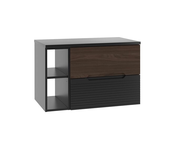 Mueble bajo lavabo 80cm compartimiento encimera sylla negro y madera