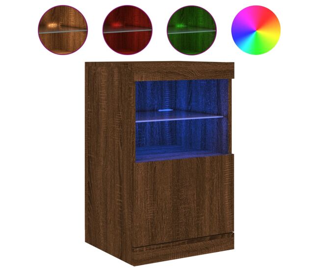 Vidaxl aparador con luces led roble marrón 41x37x67 cm