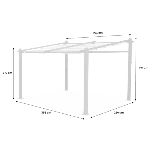 3x4m Murum, cobertura do toldo para pérgola, Cobertura de pérgola Murum, Cinza