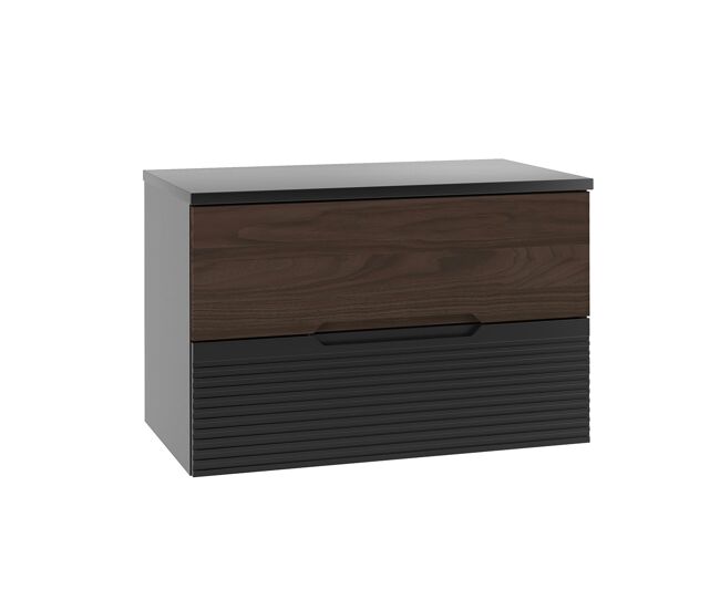 Mueble bajo lavabo 80cm encimera sylla negro y madera