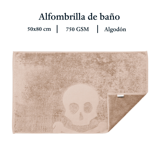 Tapete de banho caveira 50x80cm 100% algodão bege Scalpers Home