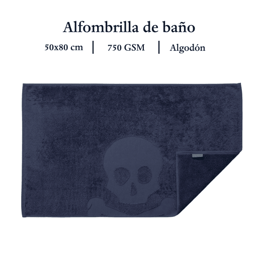 Tapete de banho com caveira azul marinho Scalpers Home