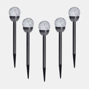 Well Home Conjunto de 5 luzes solares em aço inoxidável Ø6cm