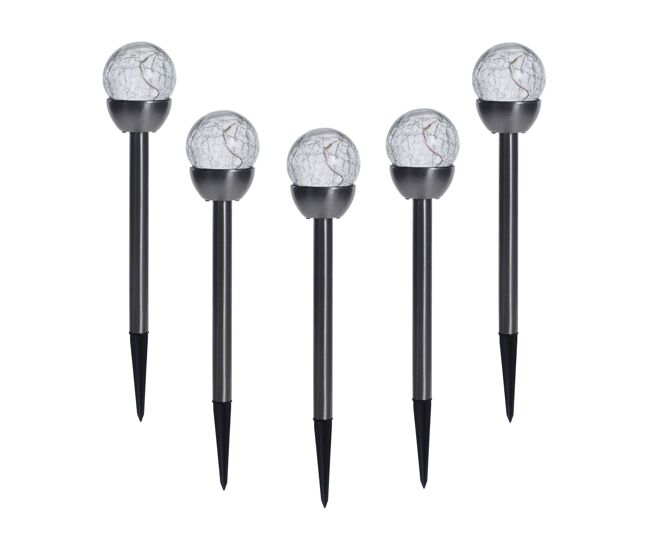 Well home juego de 5 luces solares en acero inoxidable ø6cm