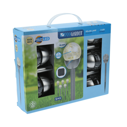 Well Home Conjunto de 5 luzes solares em aço inoxidável Ø6cm