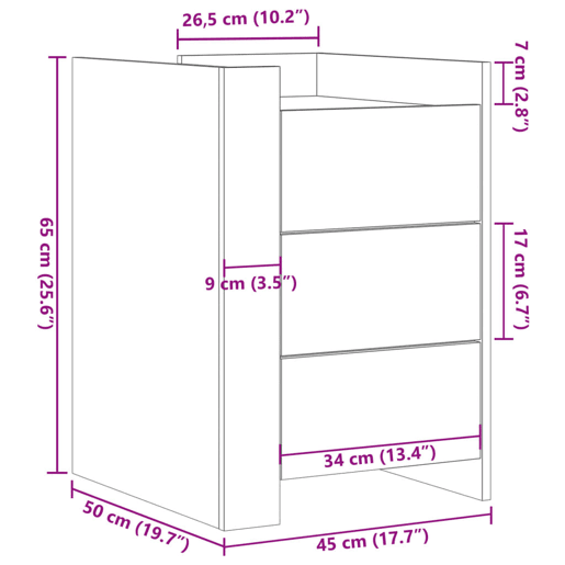vidaXL Mesa de cabeceira 45x50x65 cm derivados de madeira branco vidaXL Mesa de cabeceira 45x50x65 cm derivados de madeira branco