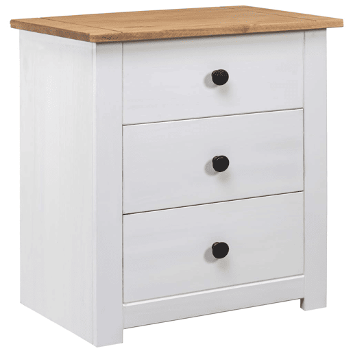 vidaXL Mesa de cabeceira 46x40x57 cm madeira de pinho panama branco vidaXL Mesa de cabeceira 46x40x57 cm madeira de pinho panama branco