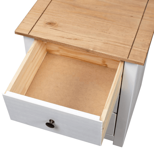 vidaXL Mesa de cabeceira 46x40x57 cm madeira de pinho panama branco vidaXL Mesa de cabeceira 46x40x57 cm madeira de pinho panama branco