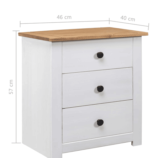 vidaXL Mesa de cabeceira 46x40x57 cm madeira de pinho panama branco vidaXL Mesa de cabeceira 46x40x57 cm madeira de pinho panama branco