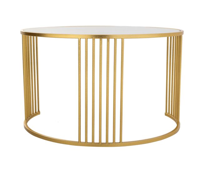 Mesa de centro redonda de metal dorado 80x80x48