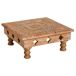 Mesa centro de madera tallada acabado artesanal 33x33 Mesa centro de madera tallada acabado artesanal 33x33 Multicolor