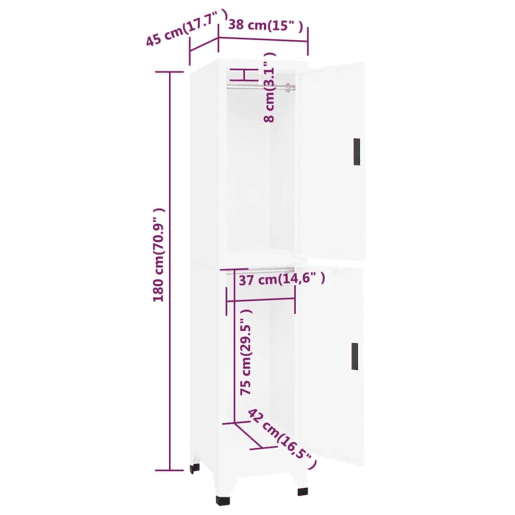 vidaXL Cacifo 38x45x180 cm aço branco vidaXL Cacifo 38x45x180 cm aço branco