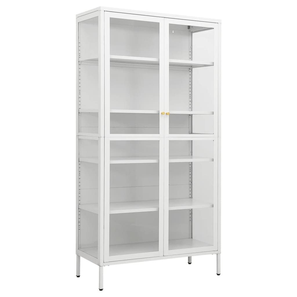 Vidaxl vitrina de acero y vidrio templado blanca 90x40x180 cm
