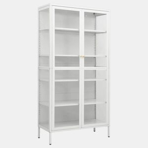 vidaXL Vitrine 90x40x180 cm vidro temperado e aço branco