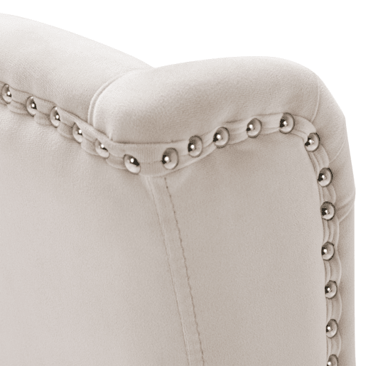 Conjunto de 2 cadeiras de veludo com pernas de carvalho - decoradas com rebites - Bege Conjunto de 2 cadeiras de veludo com pernas de carvalho - decoradas com rebites - Bege
