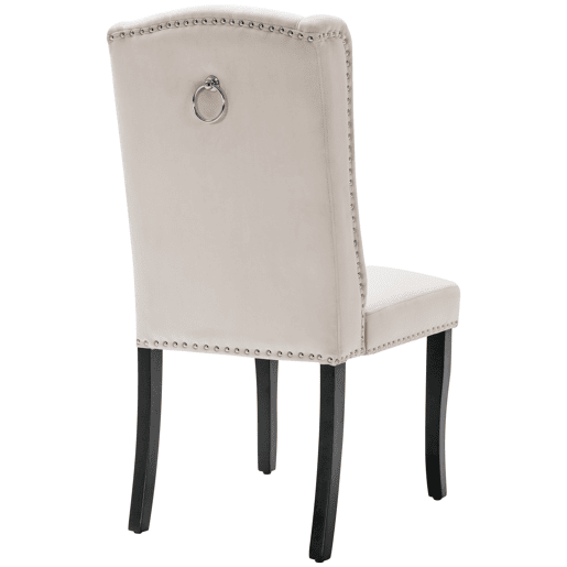 Conjunto de 2 cadeiras de veludo com pernas de carvalho - decoradas com rebites - Bege Conjunto de 2 cadeiras de veludo com pernas de carvalho - decoradas com rebites - Bege