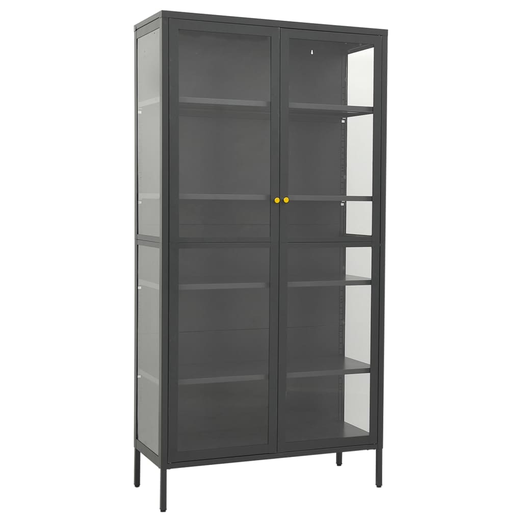 Vidaxl vitrina de acero y vidrio templado gris antracita 90x40x180 cm