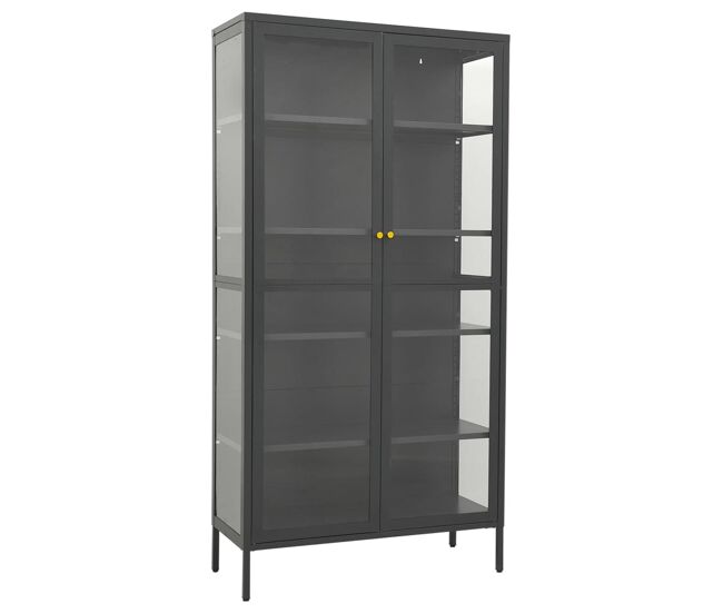 Vidaxl vitrina de acero y vidrio templado gris antracita 90x40x180 cm