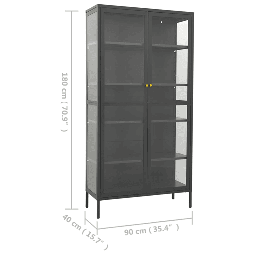 vidaXL Vitrine 90x40x180 cm vidro temperado e aço antracite vidaXL Vitrine 90x40x180 cm vidro temperado e aço antracite
