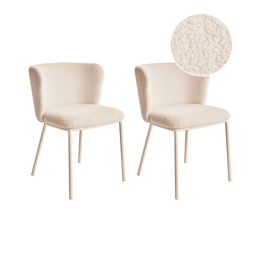 Conjunto de 2 cadeiras de jantar MINA II Bouclé Creme claro