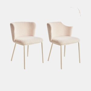 Conjunto de 2 cadeiras de jantar MINA II Bouclé Creme claro